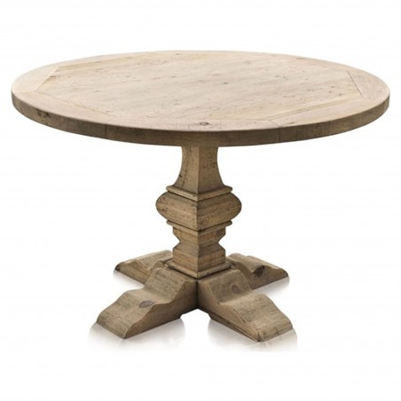 Column Leg round pine dining table