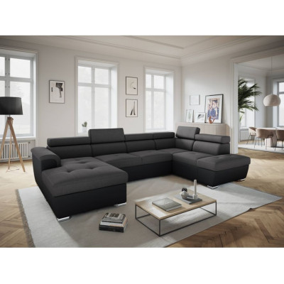 Parma panoramic sofa bed with 2 boxes in imitation and fabric