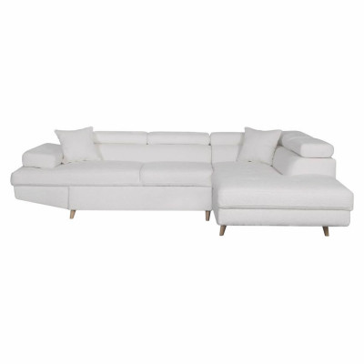 Rio Scandinave straight convertible corner sofa in bouclette fabric with wooden legs box