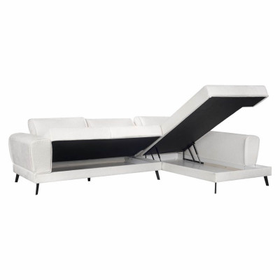 Imperial right corner sofa convertible in bouclette fabric with 2 chests