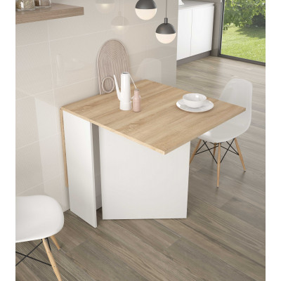 Extendable auxiliary table in oak white