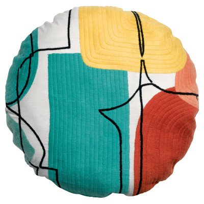 Romane round embroidered cushion