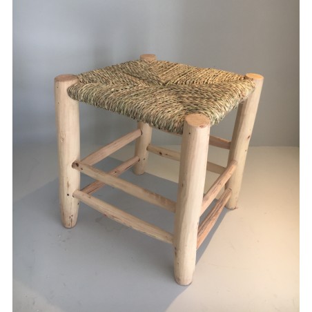 Moroccan woven palm leaf stool