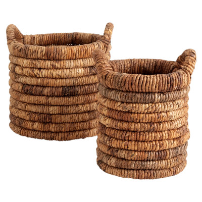 Set of 2 round Abaca baskets