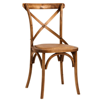Oak and rattan X chair