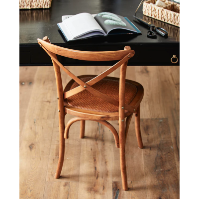 Oak and rattan X chair