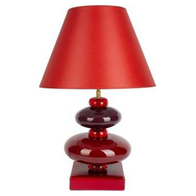 Red lamp with platinum lampshade