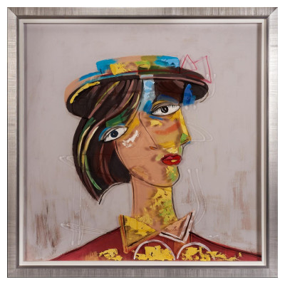 Painting on plexiglass Portrait of a woman