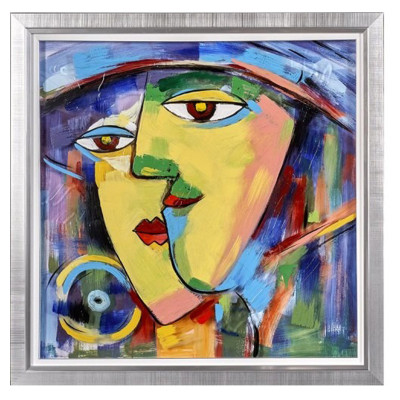 Painting on plexiglass Cubist Picasso portrait