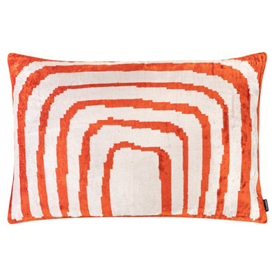 Ikat cushion with rectangular band patterns