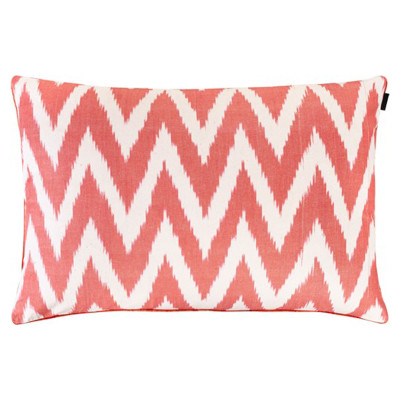 Ikat cushion with rectangular band patterns