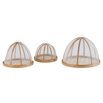 Set of 3 bamboo dish cover bells