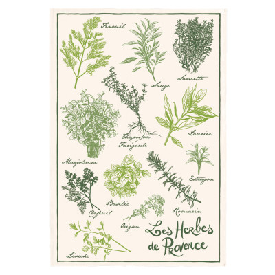 Les Herbes de Provence printed tea towel