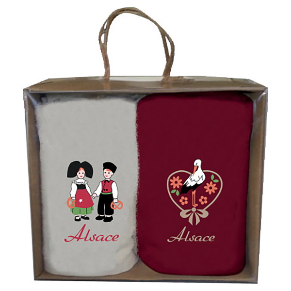 Box of 2 Alsace embroidered...