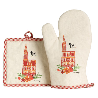 Cathedral oven glove and potholder set