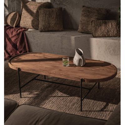 Tavolino Coco con piano ovale