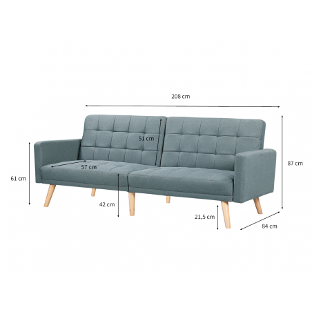 Delta sofa, 3 vietų, išskleidžiamas