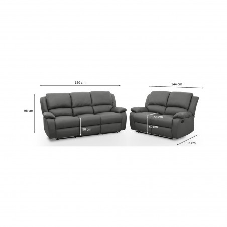 9121 3 vietų rankinė PU relaksacijos sofa