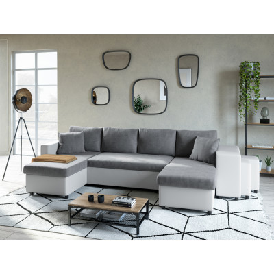 Maria U Plus panoraminė konvertuojama sofa, dešinė niša, dirbtinės odos ir mikropluošto