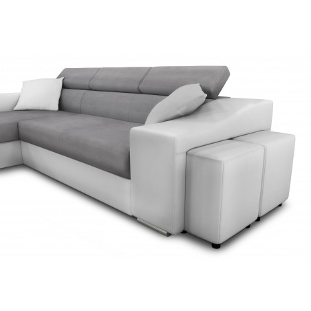 Stilo konvertējamais labais stūra dīvāns ar lādi un 2 tahtām