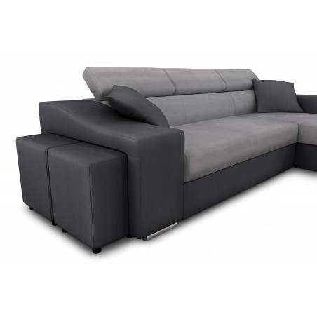 Stilo konvertējamais kreisā stūra dīvāns ar kumode un 2 tahtas