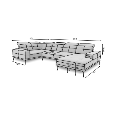 Neviro labais panorāmas stūra dīvāns