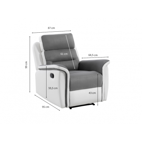 9222 ręczny fotel relaksacyjny ze sztucznej skóry i mikrofibry