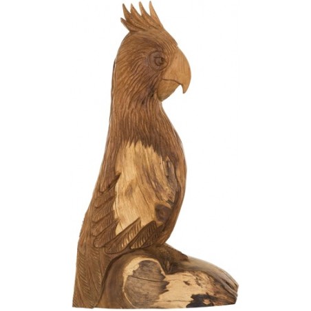 Escultura em madeira de teca Parrot Rio