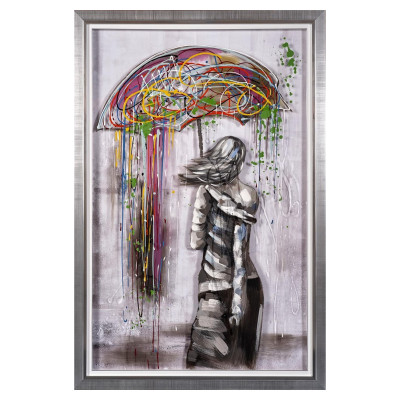 Guarda-chuva feminino com tinta acrílica