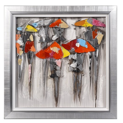 Pintura em acrílico Multidão sob guarda-chuva