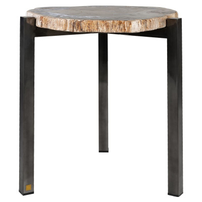 Mesa lateral de madeira petrificada