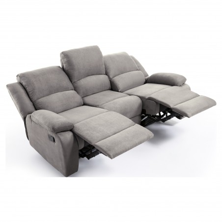 9121 Canapea de relaxare manuală din microfibră cu 3 locuri