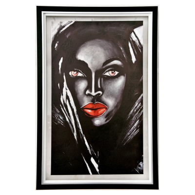 Negru Femeie Portret Acrilic Canvas