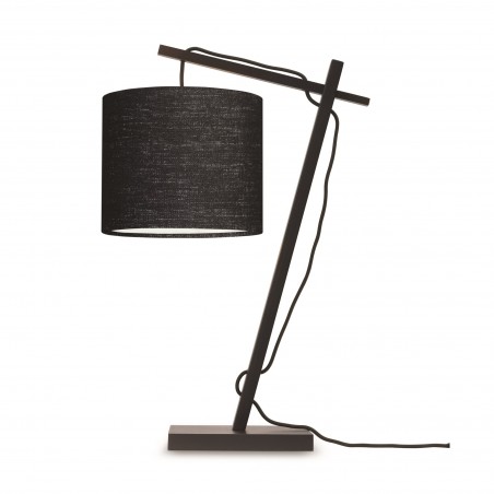 Andes bordslampa i svart bambu och linne
