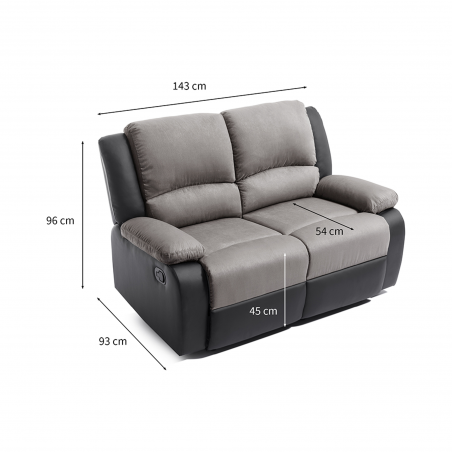 9121 Manuell 2-sits PU Microfiber avslappning soffa