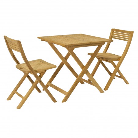 FSC Roble Te för 2 Set med bord och 2 fällbara stolar
