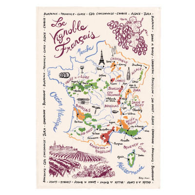 Čajna brisača Francoska vinska karta
