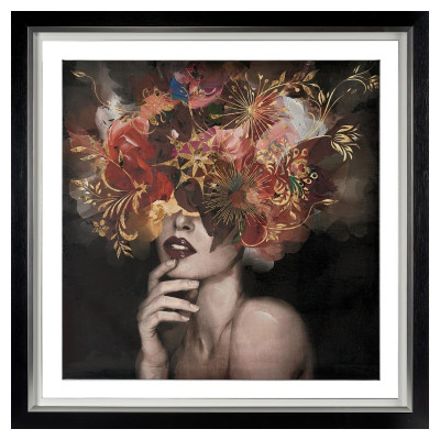 Ženské kvetinové akrylové plátno